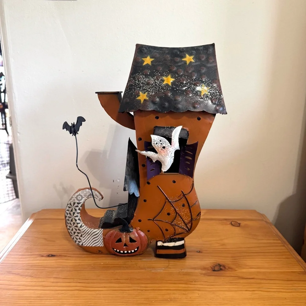 Metal Halloween Witch Boot Metal House Decor Candle Holder Illuminating Holiday